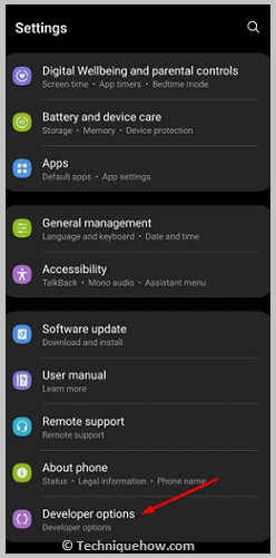Click on Developer's options