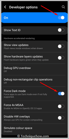 Click on Force Dark Mode
