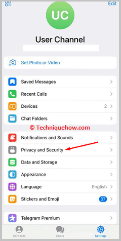 Click on Privacy and Security