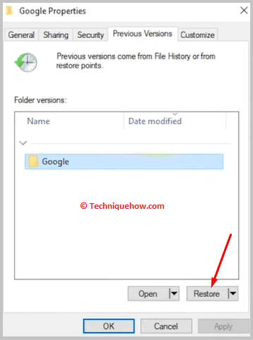 Click on Restore