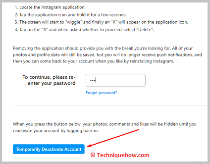 Click on Temporarily Deactivate Account