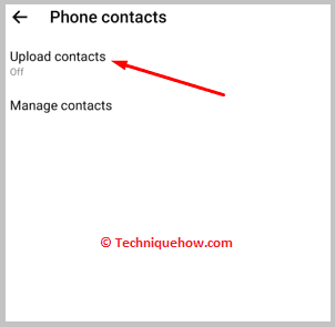 Click on Upload contacts