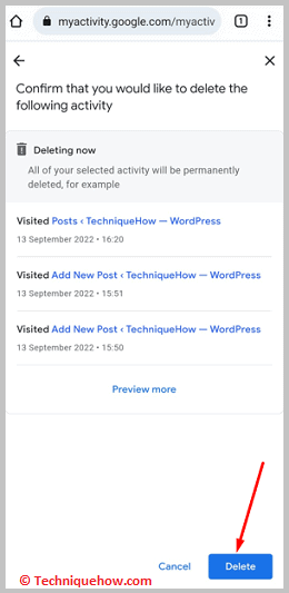 Click on delete