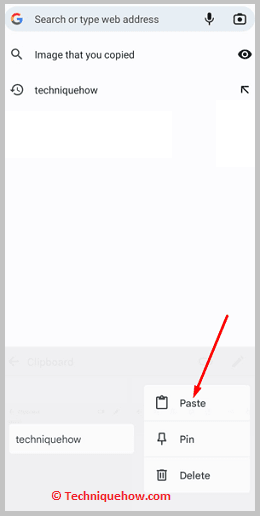 Click on paste