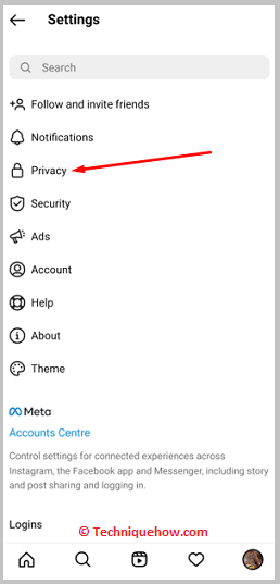 Click on privacy