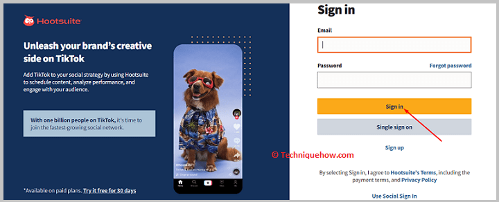 Click on signup