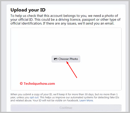 Click on the Choose Photo tag to upload your ID