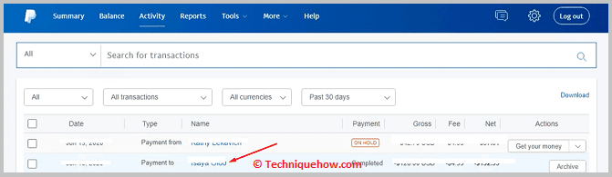 Click on the Name of Payment profile
