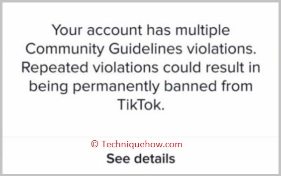 TikTok muted my video - why and how to fix this. Screenshot of Community Guidelines message.