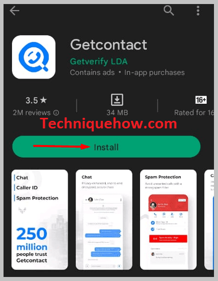 Install the Getcontact app