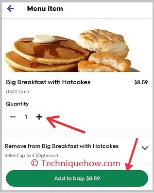 Quantity & add to bag