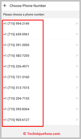 Select phone number