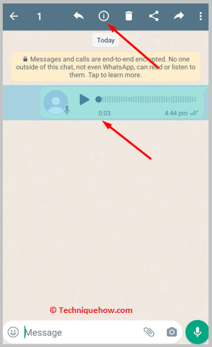 Tap on 'Info' on whatsapp