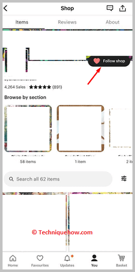 Tap on Results Displayed and Follow ShopÂ