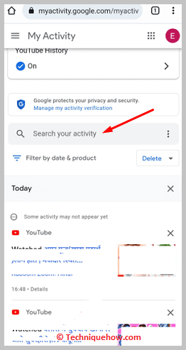 Tap on Search your activity