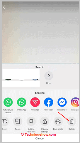 Tap on delete icon