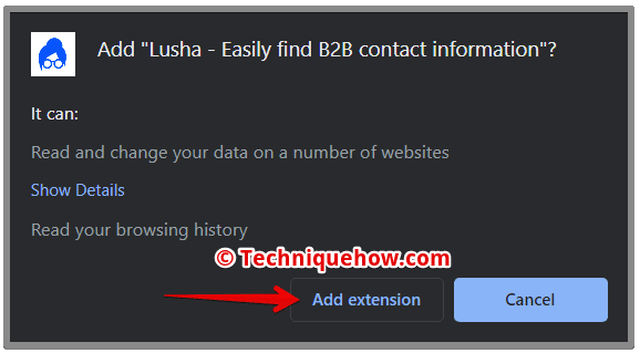 click add extension option