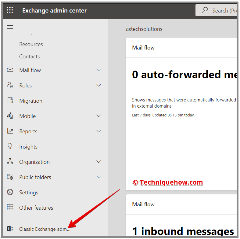 click classic exchange admin centre