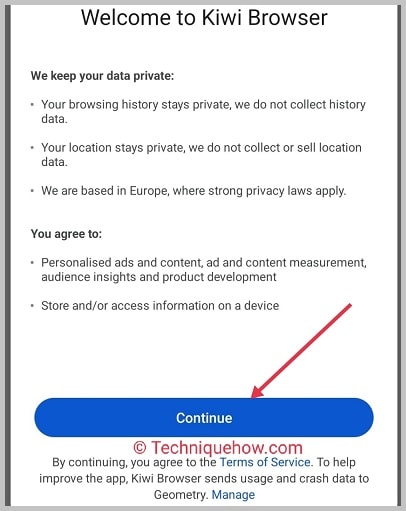 click continue option