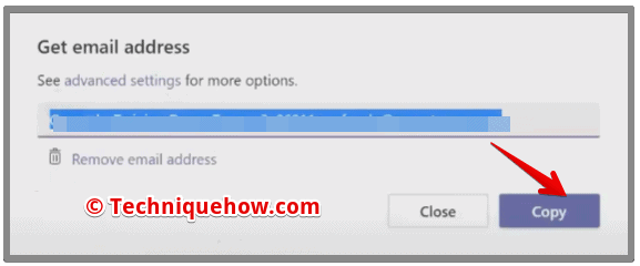 click copy button to copy the email address