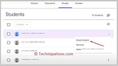 click email student option