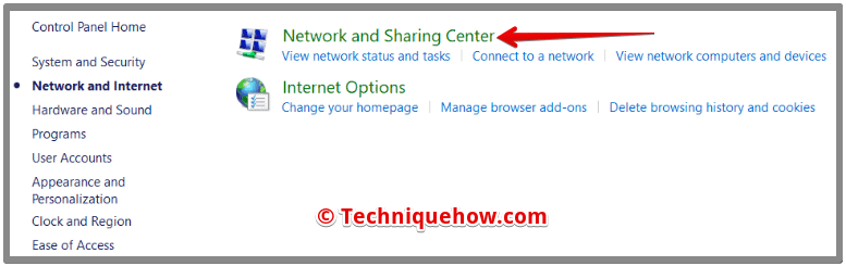 click network and sharing center