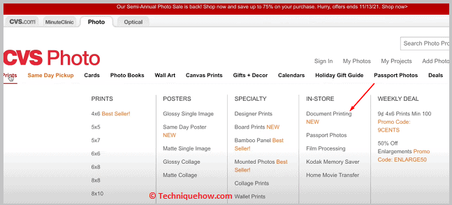 click on Document Printing NEW