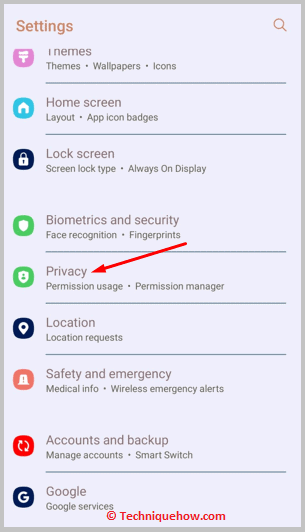 click on Privacy