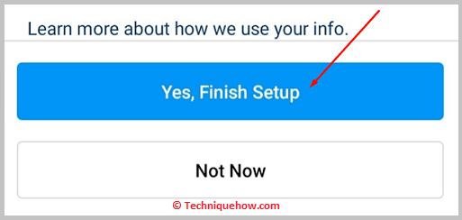 click on Yes, Finish Setup