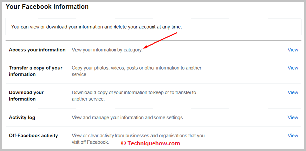 click on Access your information.