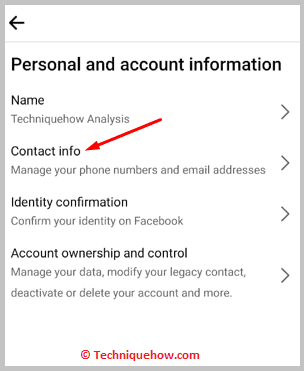 click on the Contact info option.