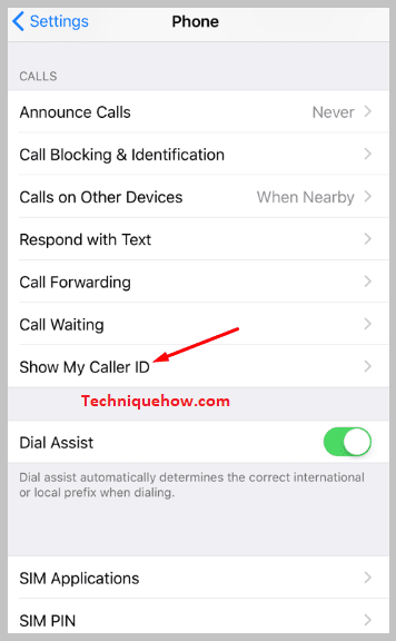 click on the Show My Caller ID option