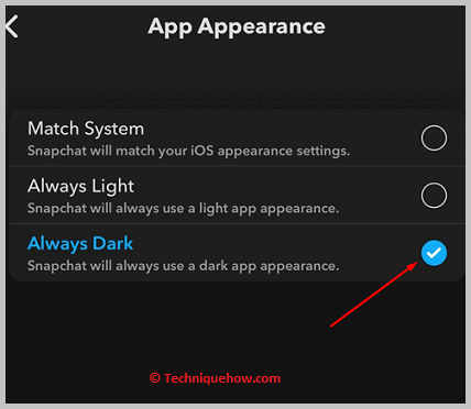 click on the option Always Dark on