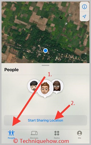 click people & start sharing location