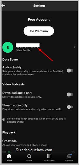 click profile name