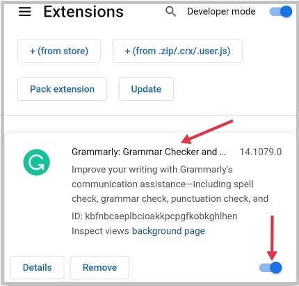 Grammarly enable