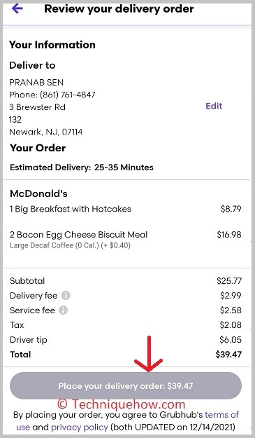 place your order