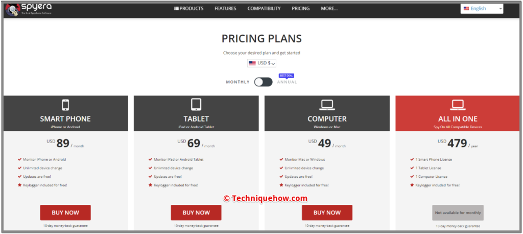 pricing plan section spyra