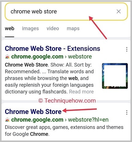 search & click Crome web store in Yandex