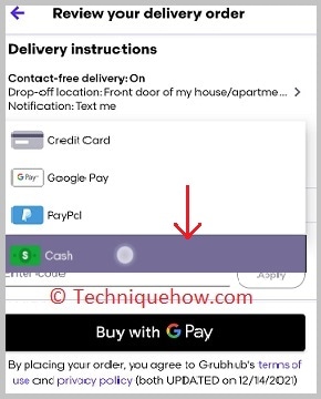 select cash option