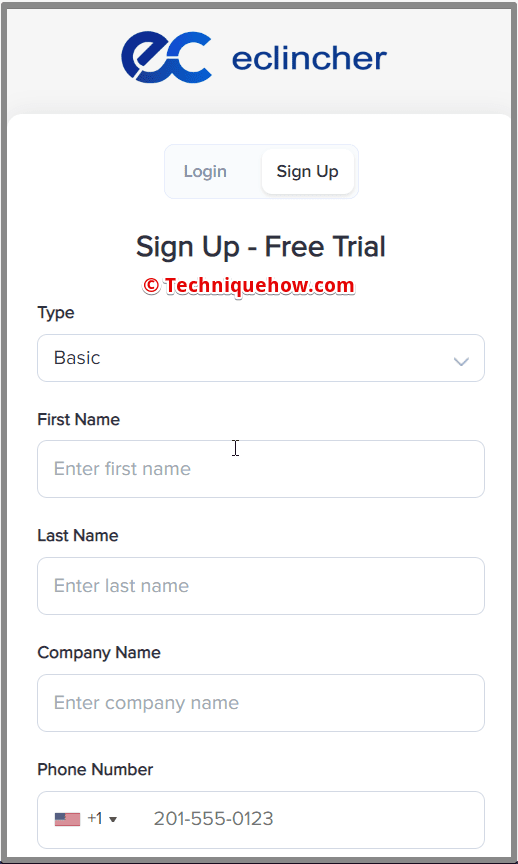 sign up page