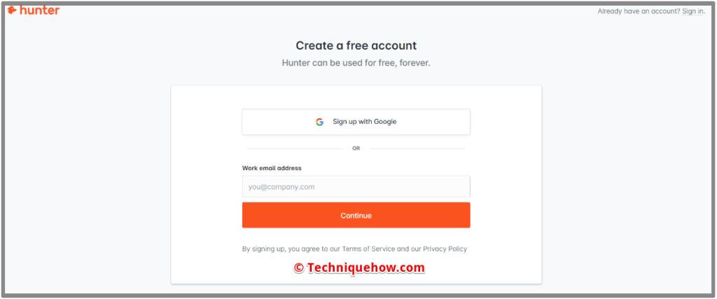 sign up page