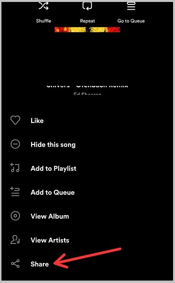 spotify share option
