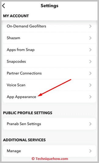 tap 'App Appearance'