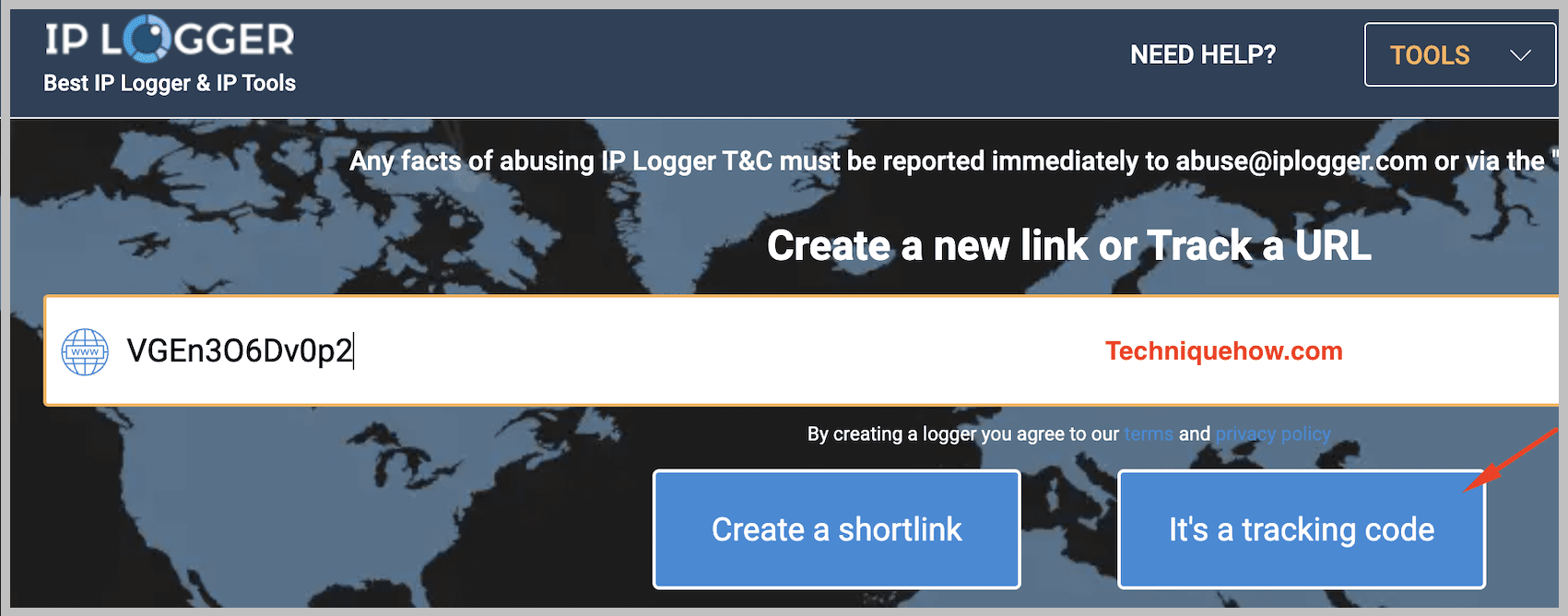 Click on its tracking code