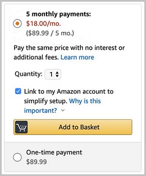 Amazon Monthly Payments Option