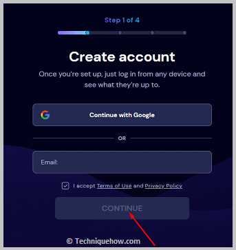 Click on CONTINUE