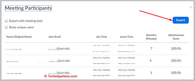 Click on Export