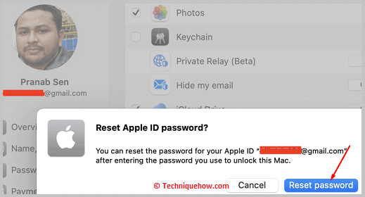 Click on Reset Password