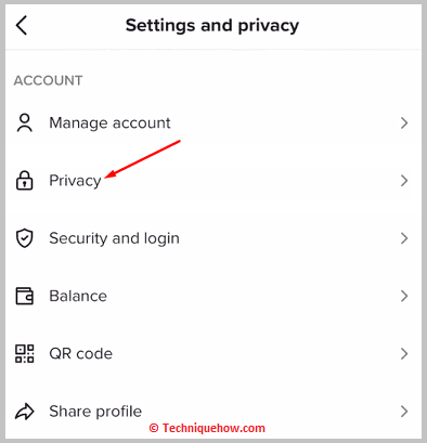 Click on privacy